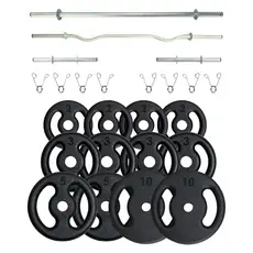 Kit 28kg Anilhas Personalizadas Pintadas + Barras Retas e W + 8 Presilhas Furo 31mm Premium