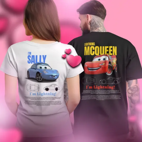 KIT CASAL Camisetas Relâmpago Mcqueen e Sally Streetwear KIT CASAL LANÇAMENTO, kit Camisa Casal