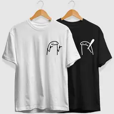 Kit Conjunto com 2 Camisetas de Casal -  Dia dos Namorados -  Meme Flork De Boa e Estressada