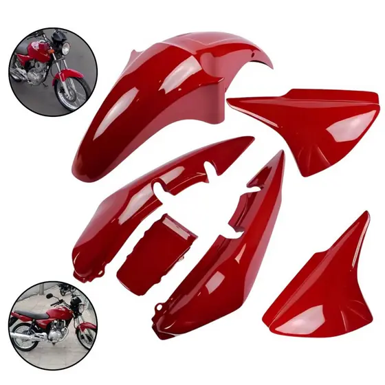 Kit Carenagem Completo CG 150 Titan 2004 2005 2006 2007 2008 Vermelho com Pintura e Verniz Original