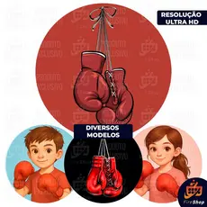 Capa Painel de festa 50x50 cm - LUVAS BOXE LUTA - DIVERSOS MODELOS - Tecido C/ Elástico SUBLISTAR