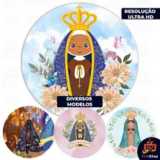 Capa Painel de festa 50x50 cm - Padroeira Nossa Senhora Aparecida -  DIVERSOS MODELOS - Tecido Sublimado C/ Elástico SUB