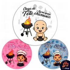 Capa Painel de festa 50x50 cm - CHEGA DE TETÊ EU QUERO CHURRASCO - Tecido C/ Elástico SUBLISTAR
