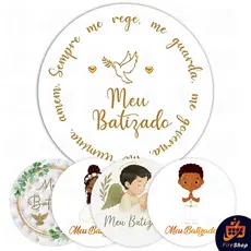 Capa Painel de festa 50x50 CM - MEU BATIZADO - DIVERSOS MODELOS- Tecido Sublimado C/ Elástico SUBLISTAR