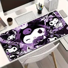 Tapete Mouse Pad Tema Kuromi Roxo Escuro e Designs de Anime