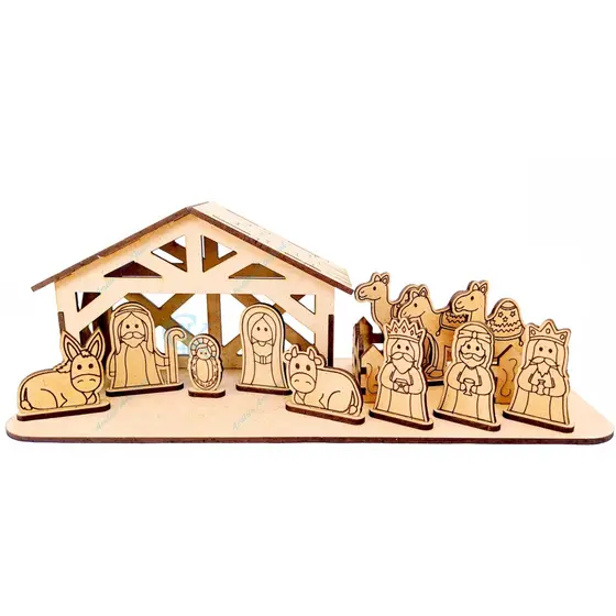 Presépio de Natal feita em MDF cru, sem pintura p/ Decoração de Natal lembrancinha
