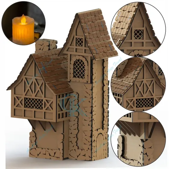 Casinha natal medieval em mdf