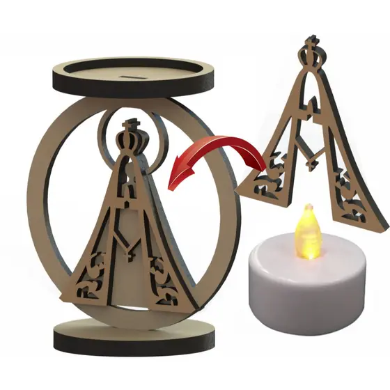 12 Porta Velas Mdf Natal Mod Nossa senhora