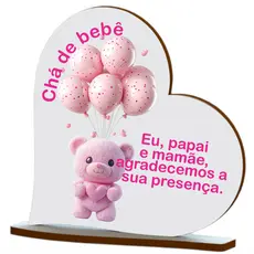 Kit 12 Pç Centro De Mesa Chá De Bebê ché Revelação chá de Fraldas impressão colorida em madeira mod 02