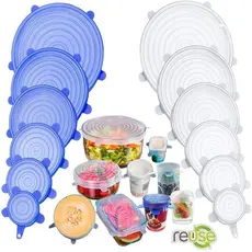 Kit 6 Tampas De Silicone De Redonda Universal Para Forma De Redonda / Quadrada / Rectangle Ajustável Reutilizável Cozinha