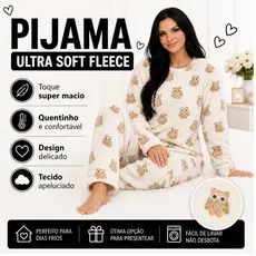 1 PIJAMA FEMININO ULTRA SOFT PELUCIADO OUTONO INVERNO FLEECE