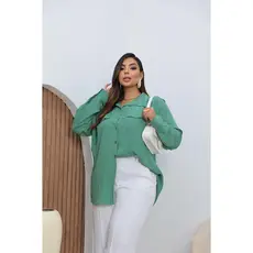 Camisa Feminina Pllus Size Social Viscolinho Moda Evangélica