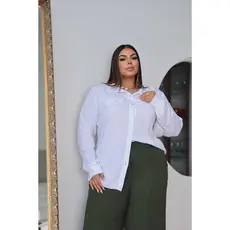 Blusa Camisa Feminina Plus Size Social Manga Longa Tamanhos Grandes 46 ao 54