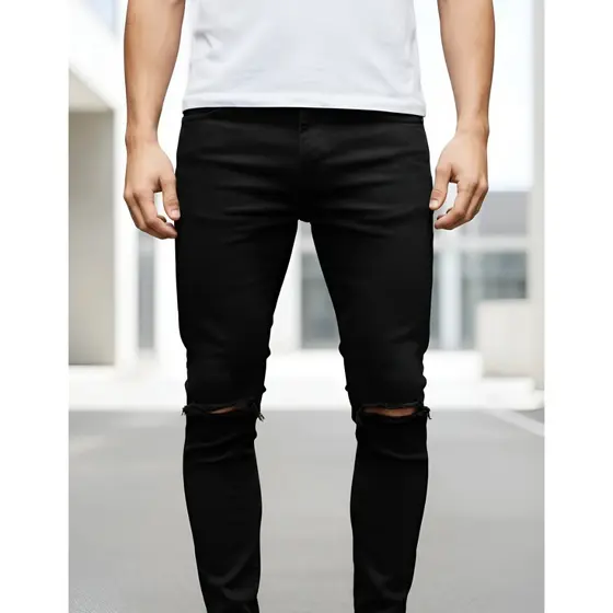 Calça Skinny Rasgada Masculina - Cores Preta e Branca