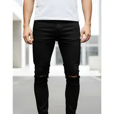 Calça Skinny Rasgada Masculina - Cores Preta e Branca