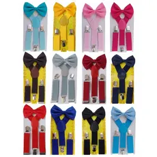 kit suspensorio ajustavel infantil com gravata borboleta varias cores
