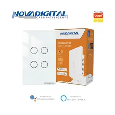 Interruptor Inteligente Novadigital 1,2,3, 4 Tecla Zigbee 10a - NECESSARIO HUB- Branco Preto