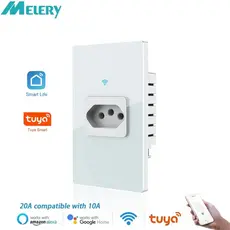 Melery Wifi Inteligente Tuya Tomada Parede Monitor Energia Eletricidade Vidro Por Alexa Goole Home