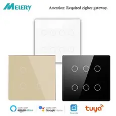 Melery Tuya 6/8 Gang WiFi Interruptor de Luz com Sensor de Toque e Controle Remoto Alexa Google