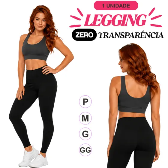 Legging Zero Transparencia Poliester/Elastano Academia Cós alto Treino Fitness CrossFit P M G GG