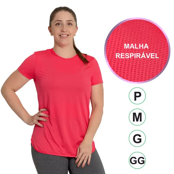 Blusa Esportiva Feminina Dry Fit Academia Corrida Treino Fitness Poliester com Elastano P M G GG