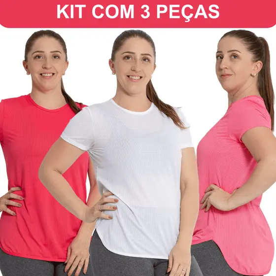 Kit 3 Camiseta Furadinha Dray Fit Treino Academia Anti Odor e Anti Suor P M G GG