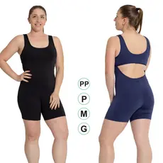 Macaquinho Feminino Fitness Academia Curto Costas Abertas em Poliester e Elastano PP P M G