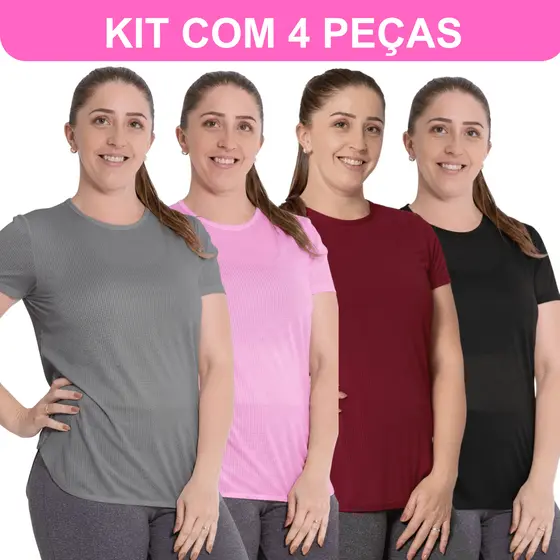 Kit 4 Camiseta Furadinha Dray Fit Treino Academia Anti Odor e Anti Suor P M G GG