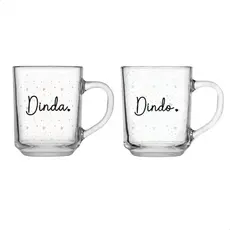 Kit De 2 Canecas Xicaras De 230ml De Vidro Decorado Dinda E Dindo Madrinha Padrinho Batizado