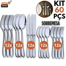 Jogo Talher 60 e 30 Peças Faqueiro Aço Inox Garfos Colheres Facas Colheres Sobremesa Garfo Sobremesa