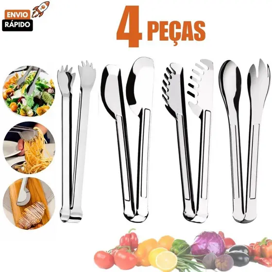 Jogo 4 ou 2 Peças Pegador Gelo 18,5cm Pegador Universal 20cm Pegador Massa 20cm Pegador Salada 20cm