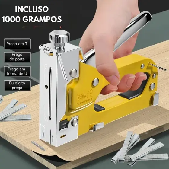 Kit Grampeador Manual Profissional de Alta Pressão para Tapeceiro com 1000 Grampos 8mm