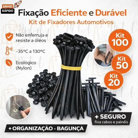 Kit 100/50/20 Abraçadeira Nylon Enforca Gato Cinta Plástica Universal Trava Automático
