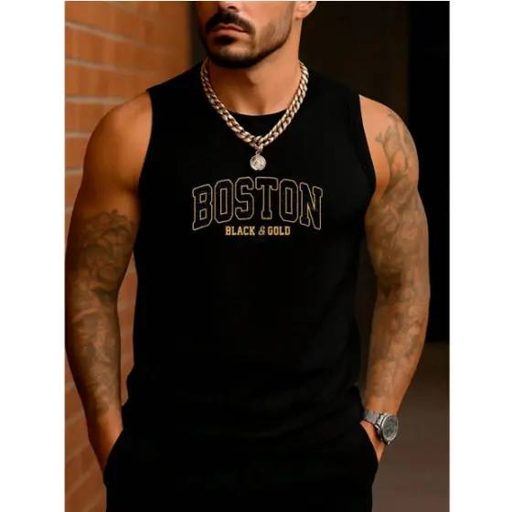 Regata Machão Masculina Boston 100% Algodão Corte Reto Confortável