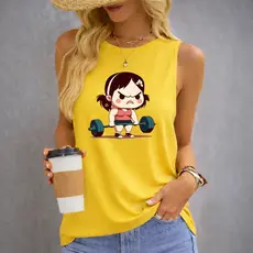 Regata camisa Feminina Sem Manga Gola Redonda Casual Modelo verão Academia Regata Confortável 100% algodão Malha Premium