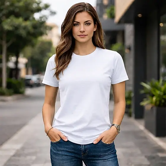 Camisa feminina lisa camiseta 100% algodão casual básica confortável
