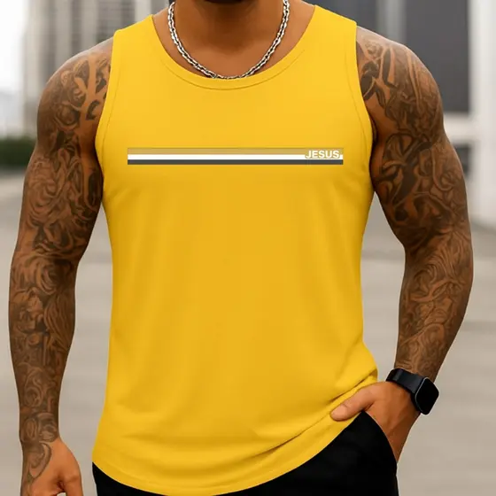 Camisa Regata Masculina Academia Algodão Brasil 100% Algodão Estampada Tira Dourada
