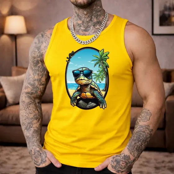 Camisa Regata Masculina Academia Algodão Brasil 100% Algodão Estampada Tartaruga De Oculos
