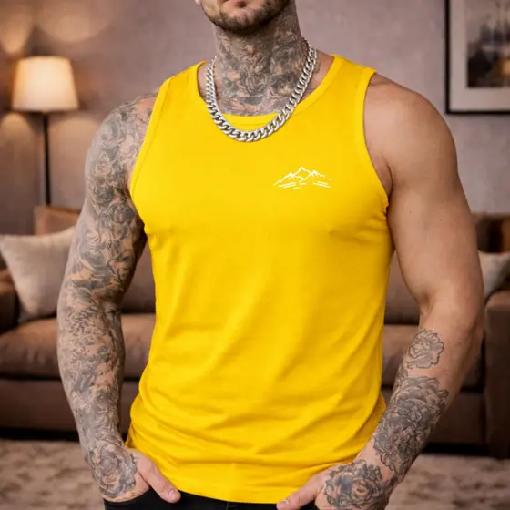 Camisa Regata Masculina Academia Algodão Brasil 100% Algodão Estampada Morro