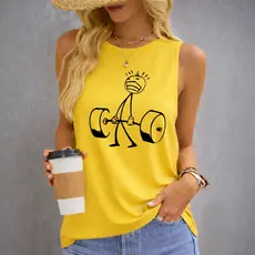 Regata camisa Feminina Sem Manga Gola Redonda Casual Modelo verão Academia Regata Confortável 100% algodão Malha Premium