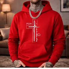 Moletom Blusa de frio Canguru Personalizado desenho FÉ Streetwear Flanelado