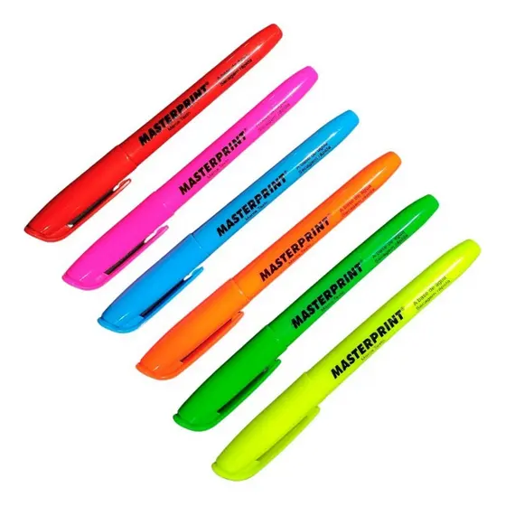 Kit 6 Marca Texto Neon Vibrante Ponta Chanfrada Masterprint