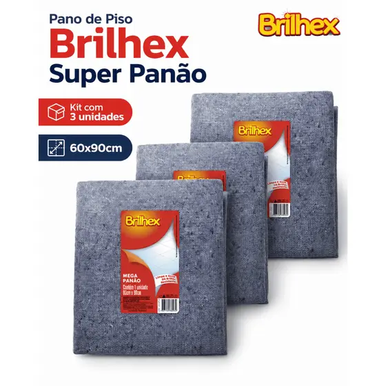 Kit 3 Pano De Chão/Piso Brilhex Super Panao Azul  60x90cm