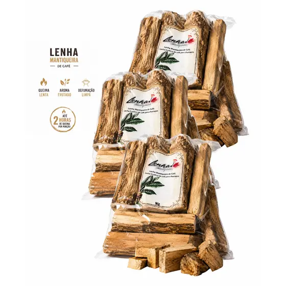 Kit 3 Lenha para Defumação Frutífera de Café 1kg - Toquinho Churrasco (Lenha Mantiqueira)