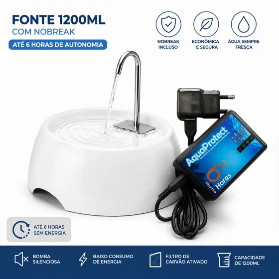 Bebedouro para Cães e Gatos com Bateria (+ 6horas ) 1.2 Litros