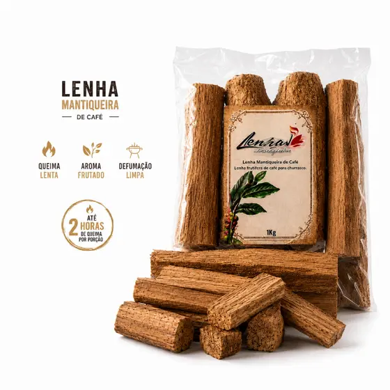 Lenha para Defumação Frutífera de Café 1kg - Toquinho Churrasco (Lenha Mantiqueira)