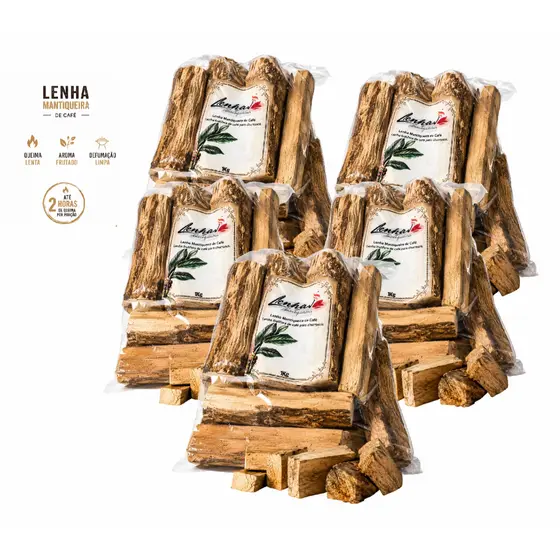 Kit 5 Lenha para Defumação Frutífera de Café 1kg - Toquinho Churrasco (Lenha Mantiqueira)
