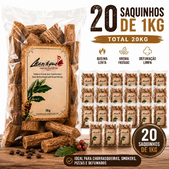20Kg Lenha para Defumação Frutífera de Café para Hamburguerias e Pizzarias