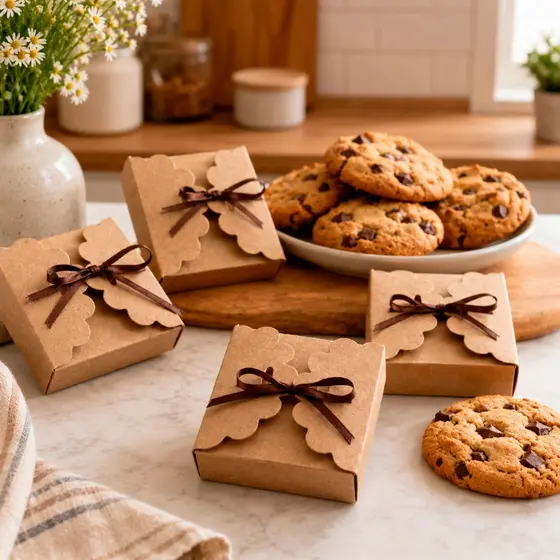 Kit 50 Caixinha para Cookie Brownie Bijuterias Doces Lembrancinhas Kraft e Branca Dupla Face