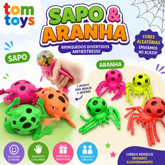 Brinquedo Anti Stresse de Apertar Alívio Pressão Squishy Bolas Em Formato Sapo ou Aranha